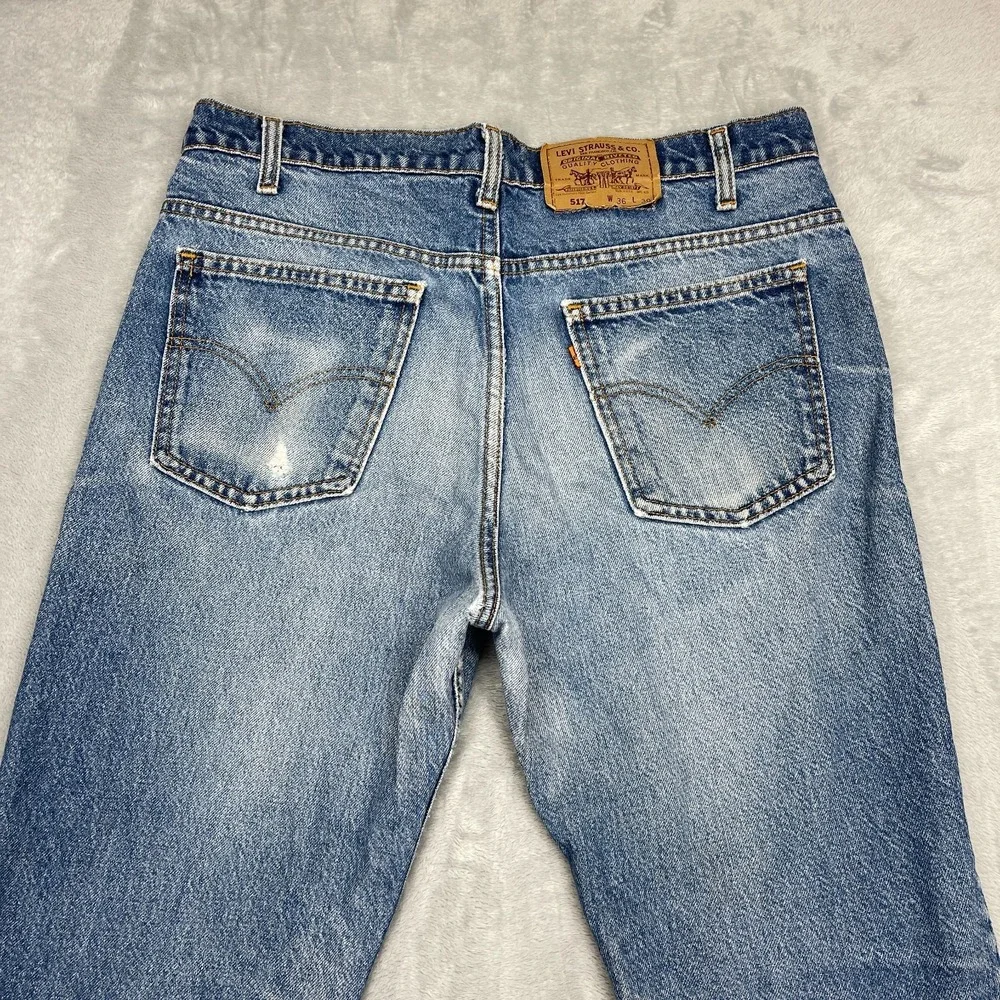 Vintage Levi's Jeans Mens 36x30 (34x30) Blue Denim 517 Orange Tab Bootcut USA